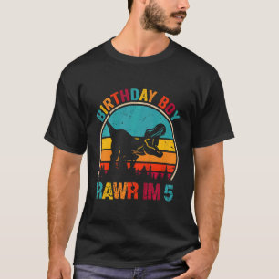 Camiseta Niños Rawr Tengo 5 Dinosaurios 5 años Chico Rex 5 