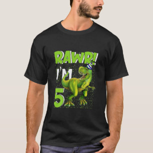 Camiseta Niños Rawr Tengo 5 T Rex Dinosaur 5 Años 5º Bir