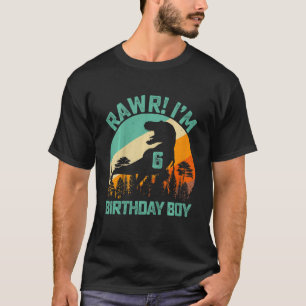 Camiseta Niños Rawr Tengo 6 Años Niños Dinosaurios Rex 6 Y