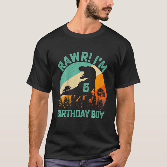 Camiseta Niños Rawr Tengo 6 Años Niños Dinosaurios Rex 6 Y (Anverso)