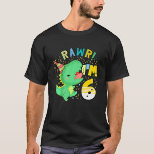 Camiseta Niños Rawr Tengo 6 Dinosaurios B Día Fiesta Dino T