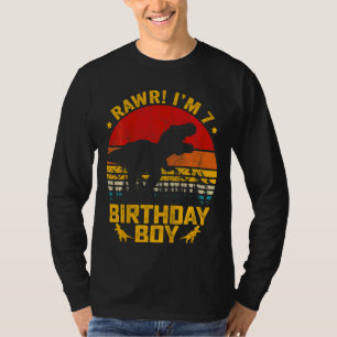 Camiseta Niños Rawr Tengo 77 años Chico Dinosaurio Rex 7 añ