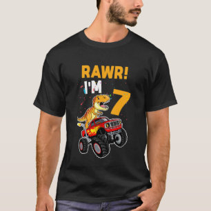 Camiseta Niños Rawr Tengo 7 Chicas de Dinosaur T Rex Birthd