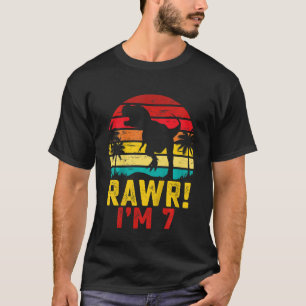 Camiseta Niños Rawr Tengo 7 Dinosaurios Niño 7 Años Séptimo