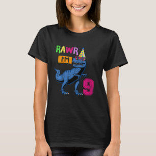 Camiseta Niños Rawr Tengo 9 Años Dinosaurios Dinosa Dinosa