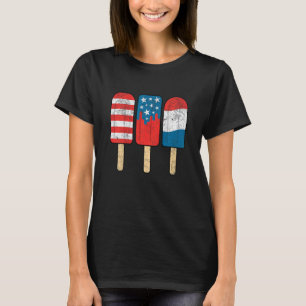 Camiseta Niños Retro Patriótico Julio 4 Popsicle Rojo Blanc