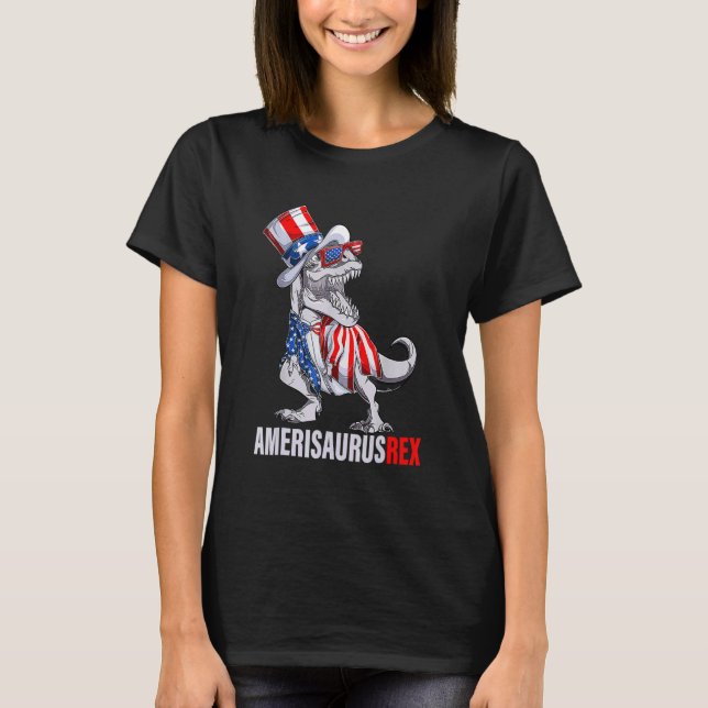 Camiseta Niños Rex Dinosaurio Amerisaurus 4 De Julio (Anverso)
