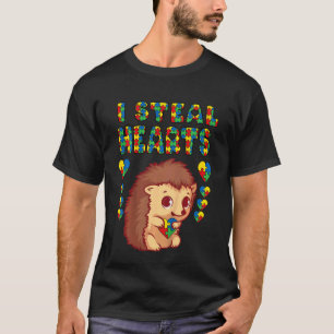 Camiseta Niños Roban Corazones Autismo Conciencia Erizo Rom