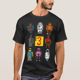 Camiseta Niños Robot 3er cumpleaños Robótica retro con núme