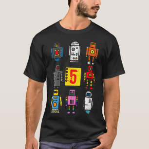 Camiseta Niños Robot 5 años Robótica retro con número