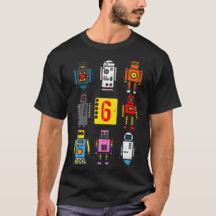 Camiseta Niños Robot 6 años Robótica retro con número