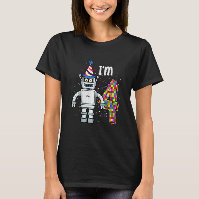 Camiseta Niños Robot pequeño Tengo 4 años de Robótica Cienc (Anverso)