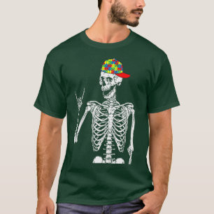 Camiseta Niños Rock N Roll Skeleton Mano Conciencia Autismo