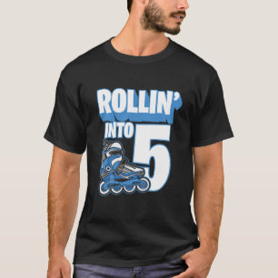 Camiseta Niños Rodando En 5 Años Patinando Roller Noveno Bi