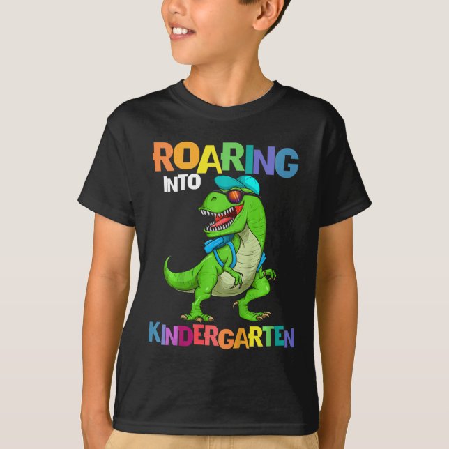 Camiseta Niños rugiendo en el jardín de infancia Dinosaurio (Anverso)