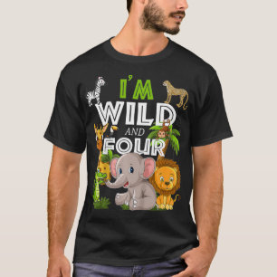 Camiseta Niños salvajes y cuatro temas de zoológico cumplea