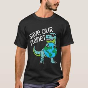 Camiseta Niños salvan nuestro planeta Trex Earth Cute Dinos