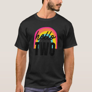 Camiseta Niños segundo cumpleaños 2 años Hola dos arcoiris