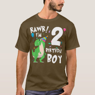 Camiseta Niños Segundo cumpleaños Niño Dino T Rex Regalo Di
