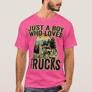 Camiseta Niños Semi Camión sólo un niño que ama los camione