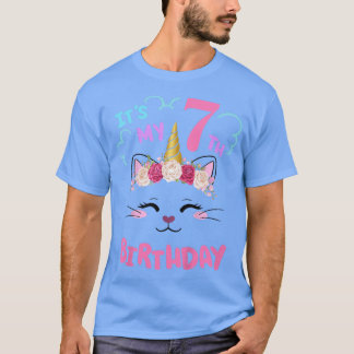 Camiseta Niños sétimo Chica de cumpleaños conjunto gatos de