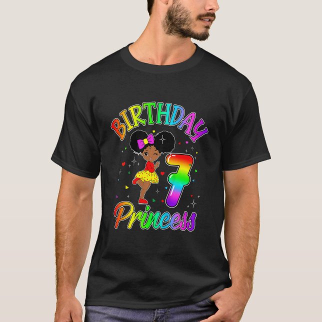 Camiseta Niños sétimo Chica de cumpleaños conjunto Melanin  (Anverso)