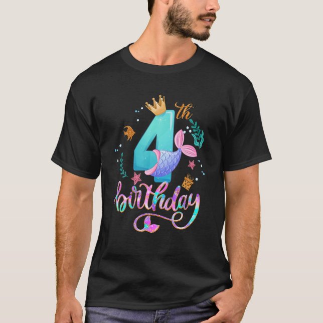 Camiseta Niños Sirenita 4to cumpleaños Tengo 4 años Gir (Anverso)