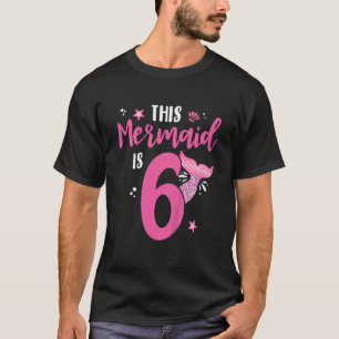 Camiseta Niños Sirenita de cumpleaños 6 Chicas a la familia