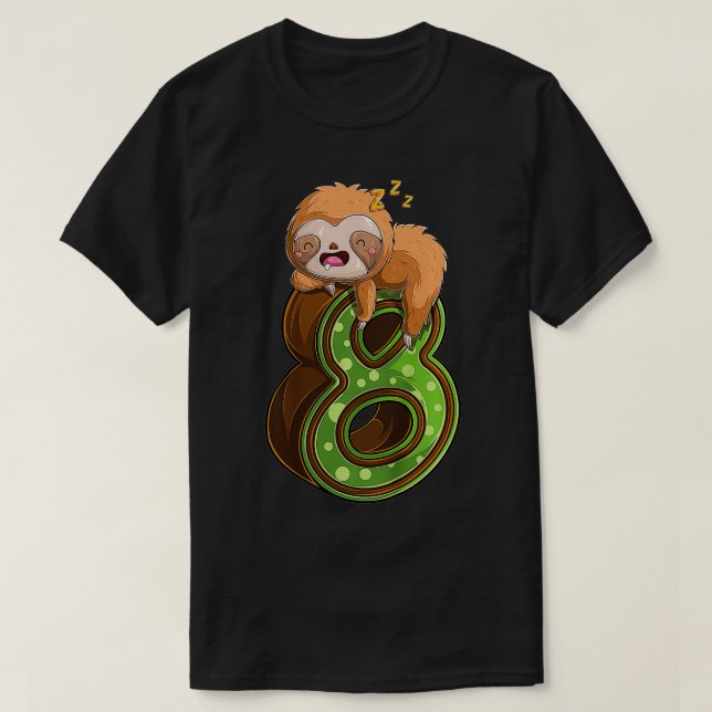 Camiseta Niños Sloth de 8 años Chica de 8 años Cute Fiesta (Diseño del anverso)
