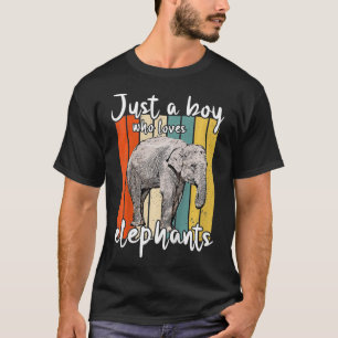 Camiseta Niños Solo Un Niño Que Ama Los Elefantes Retro Ele
