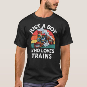 Camiseta Niños Sólo Un Niño Que Ama Los Trenes-Camisas Love