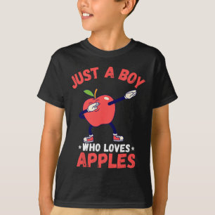 Camiseta Niños Solo Un Niño Que Ama Regalos De Manzanas Div