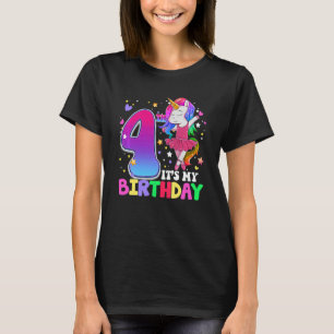 Camiseta Niños son mis cuarto cumpleaños, unicornio, Chicas