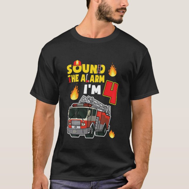 Camiseta Niños Sonan La Alarma Que Tengo 4 Pequeños Bombero (Anverso)