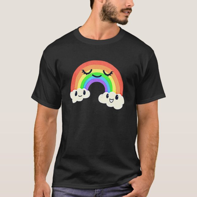 Camiseta Niños sonriendo nubes arcoiris felices (Anverso)