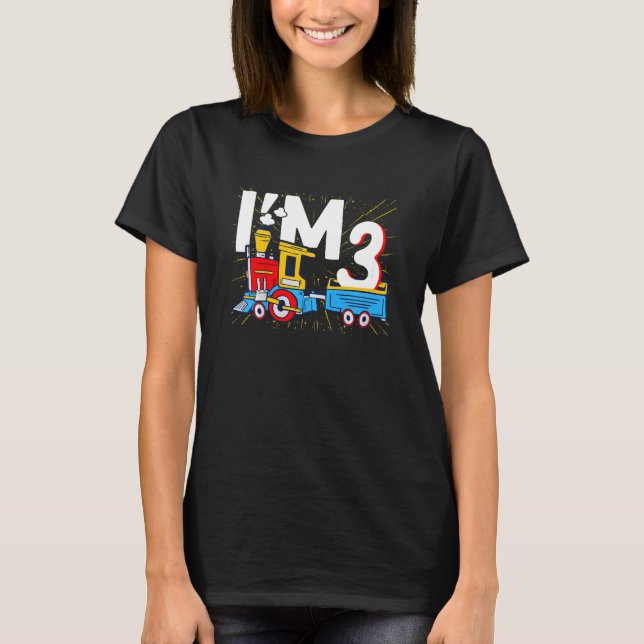 Camiseta Niños Soy 3 Bday Steam Locomotive Cute 3er cumplea (Anverso)