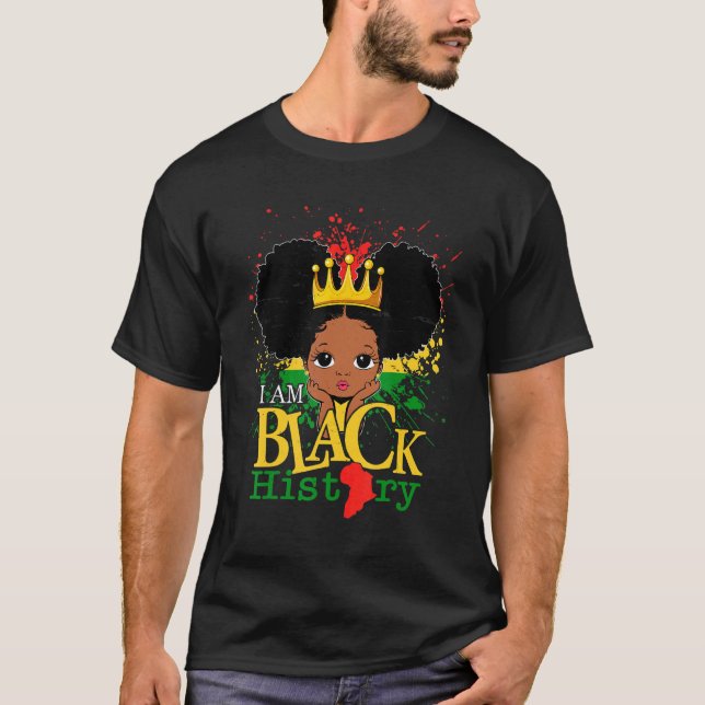 Camiseta Niños, soy negro Chicas de historia, pequeña reina (Anverso)