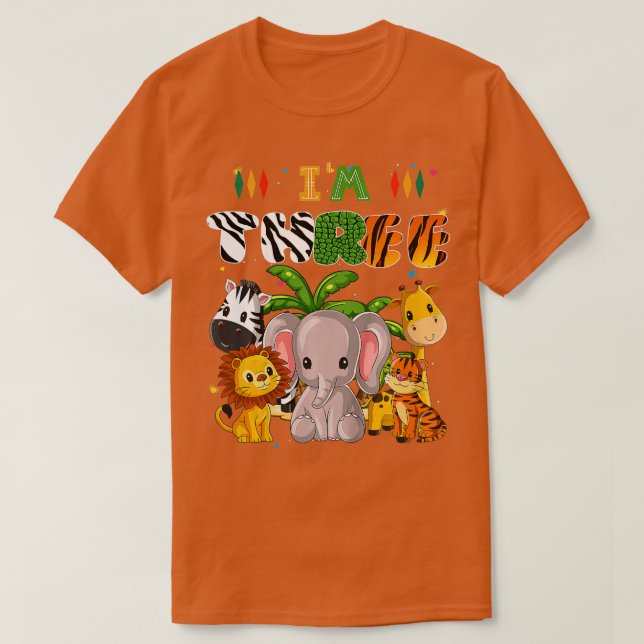 Camiseta Niños Soy Tres Tema Del Zoológico Tercer Cumpleaño (Diseño del anverso)