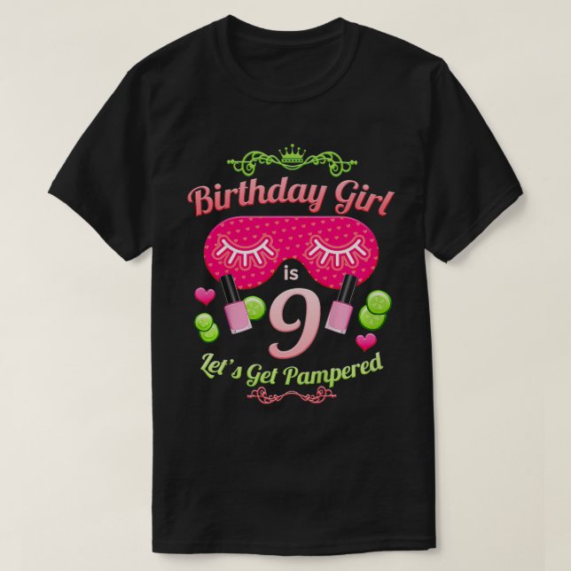 Camiseta Niños SPA Chicas del partido de cumpleaños 9 años (Diseño del anverso)