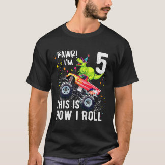 Camiseta Niños T Rex Dinosaurio Monstruo Camión de cumpleañ