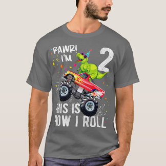 Camiseta Niños T Rex Dinosaurio Monstruo Camión Segundo Ani