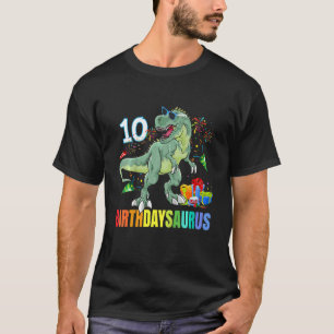 Camiseta Niños Ten Saurus Cumpleaños Rex Dino 10 Dinosaurio