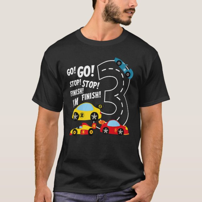 Camiseta Niños Tengo 3 años de Carreras Race Car Driver Bir (Anverso)