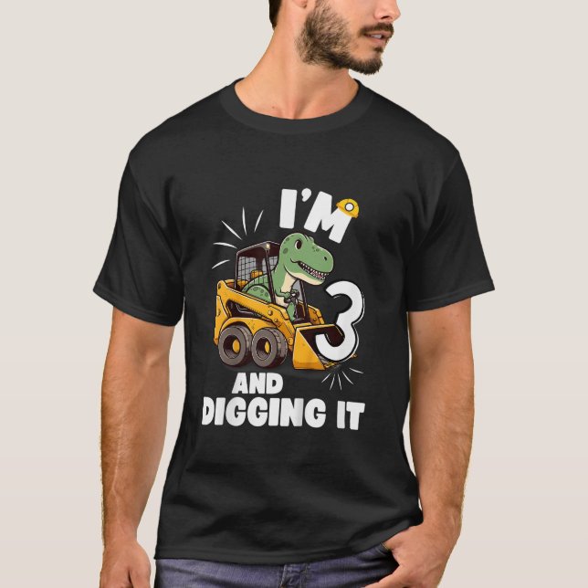 Camiseta Niños, tengo 3 años y lo cavamos 3 cumpleaños Dino (Anverso)