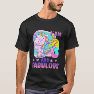 Camiseta Niños, Tengo 3 Y Fabuloso Chica Rosa De Unicornio
