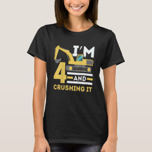 Camiseta Niños, tengo 4 años, y la excavadora de cuarto cum