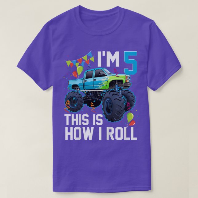 Camiseta Niños, tengo 5 años, así es como rollo el Camión M (Diseño del anverso)
