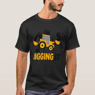 Camiseta Niños, tengo 5 años y cavan la excavadora de const