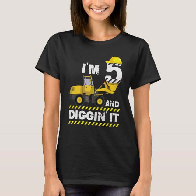 Camiseta Niños, tengo 5 años y lo estoy cavando 5 Digger Bo (Anverso)