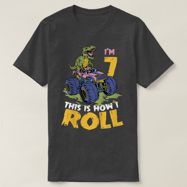 Camiseta Niños, tengo 7 años, así es como rollo el camión m (Diseño del anverso)